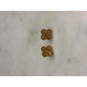 Tory Burch Gold Tone Yellow Clover Stud Earrings